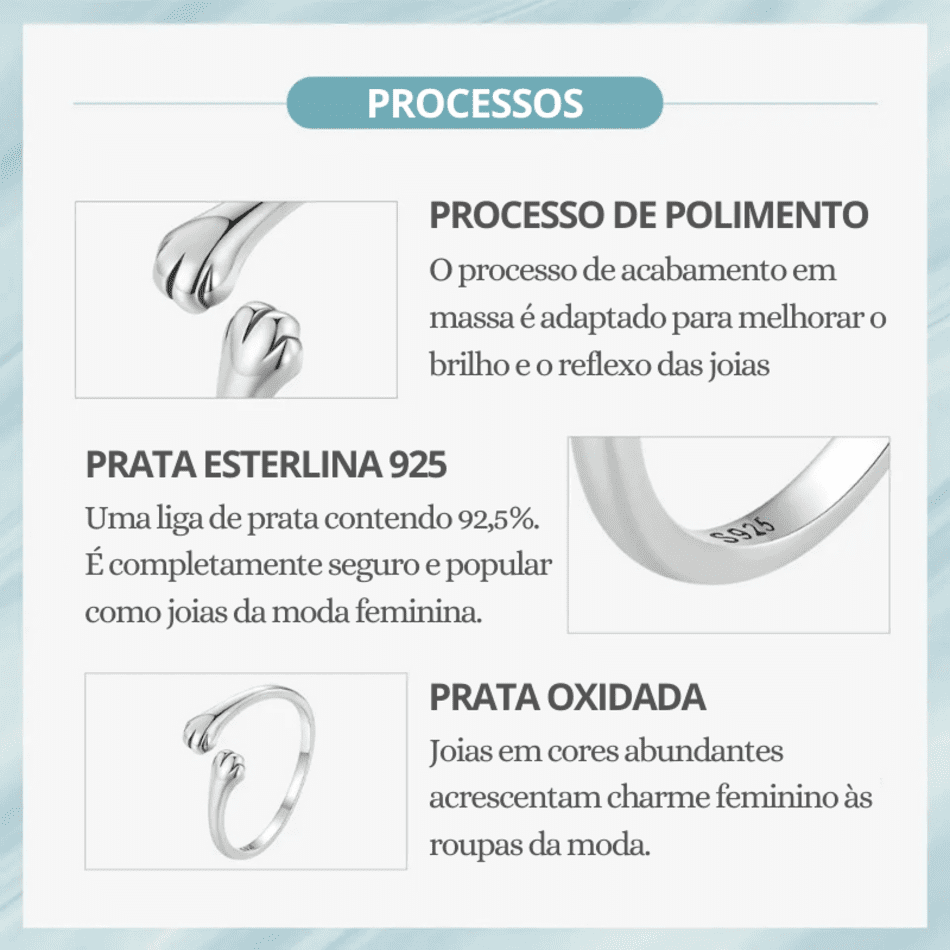 Anel Ajustável em Prata Esterlina S925 Abraço de Gato™