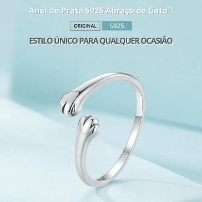 Anel Ajustável em Prata Esterlina S925 Abraço de Gato™