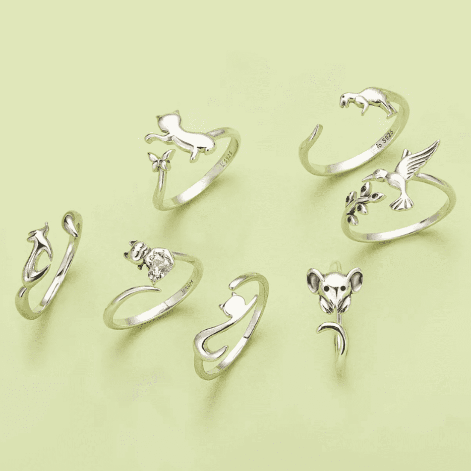 Anel Ajustável em Prata Esterlina S925 Encanto Animal™